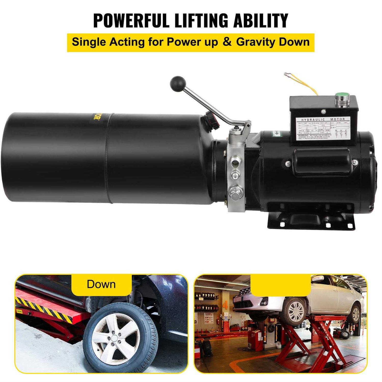 VEVOR Car Lift Hydraulic Power Unit Hydraulic Pump 220v 50hz 10l Single Phase Hoist - Image 3