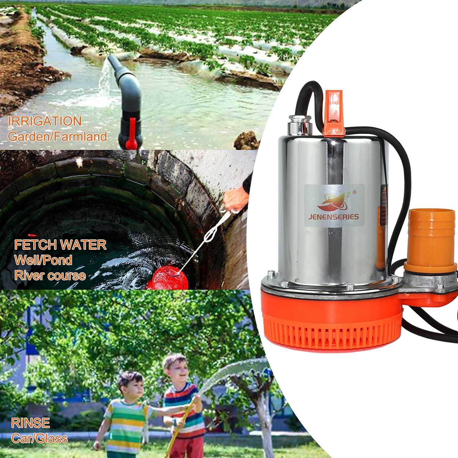 JENENSERIES Pump 300W DC 12V Solar Water Pumps Max head 39ft,22GPM Flowï¼ 2 inch Solar deep well submersible Pu - Image 5
