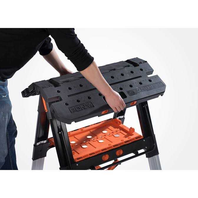 Pony 31-in W x 32-in H Black and Orange Plastic Adjustable Height Work Bench - Image 3