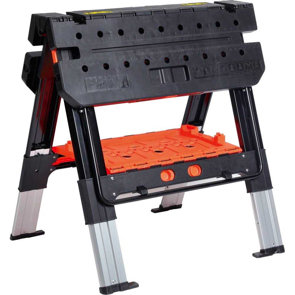 Pony 31-in W x 32-in H Black and Orange Plastic Adjustable Height Work Bench - Image 4