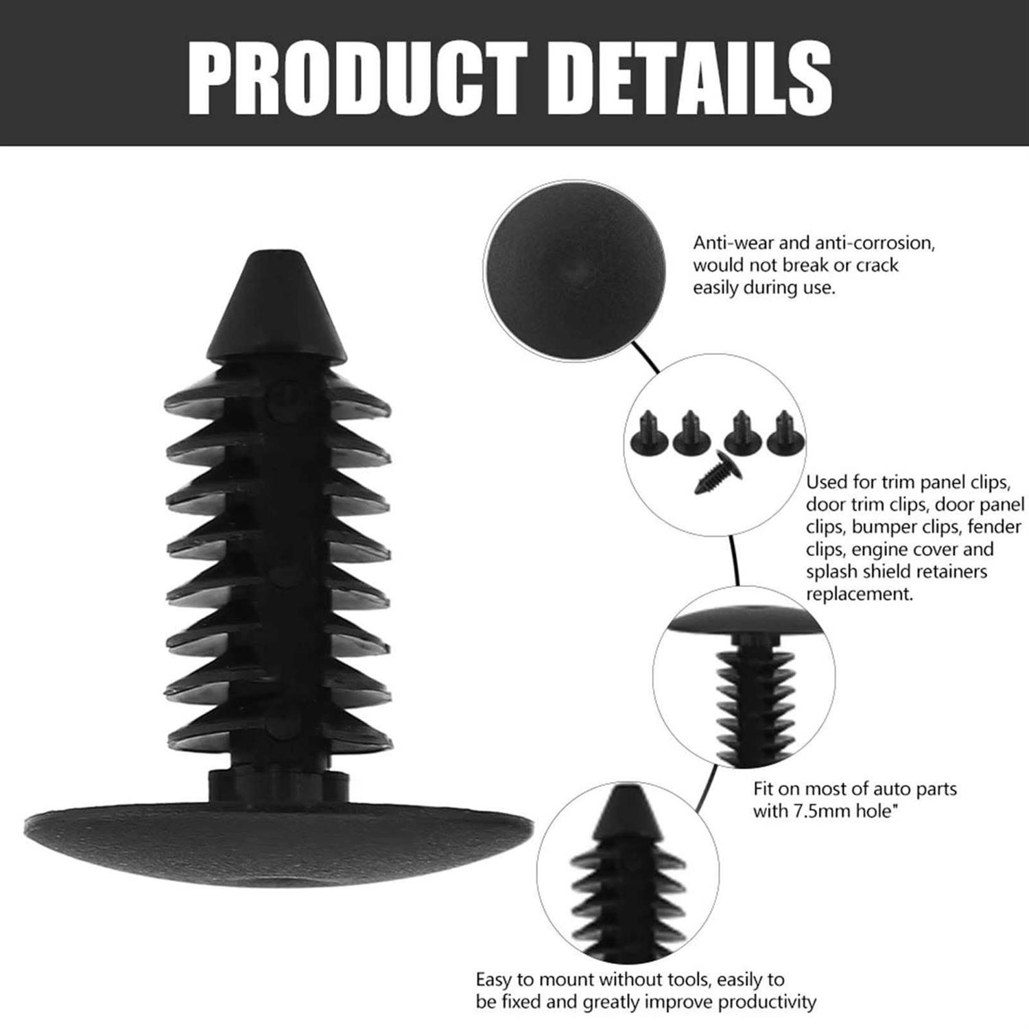 Fastener Rivet Clips Car Push Retainer Clips 100pcs Universal Nylon Car Door Trim Bumper Screws Fastener Plastic Clips - Image 4