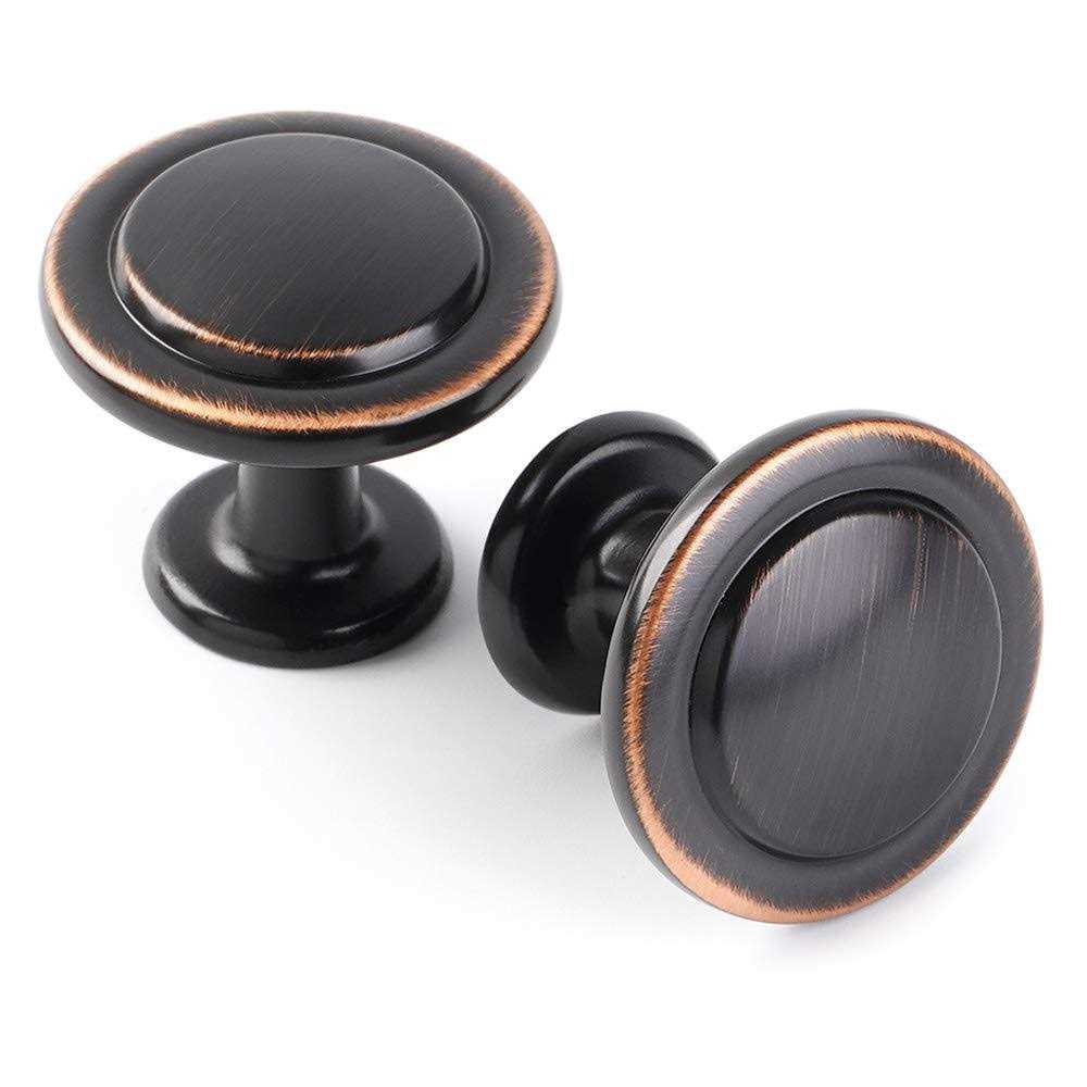 KOOFIZO Stepped Round Cabinet Knob Oil Rubbed Bronze Pull Handle