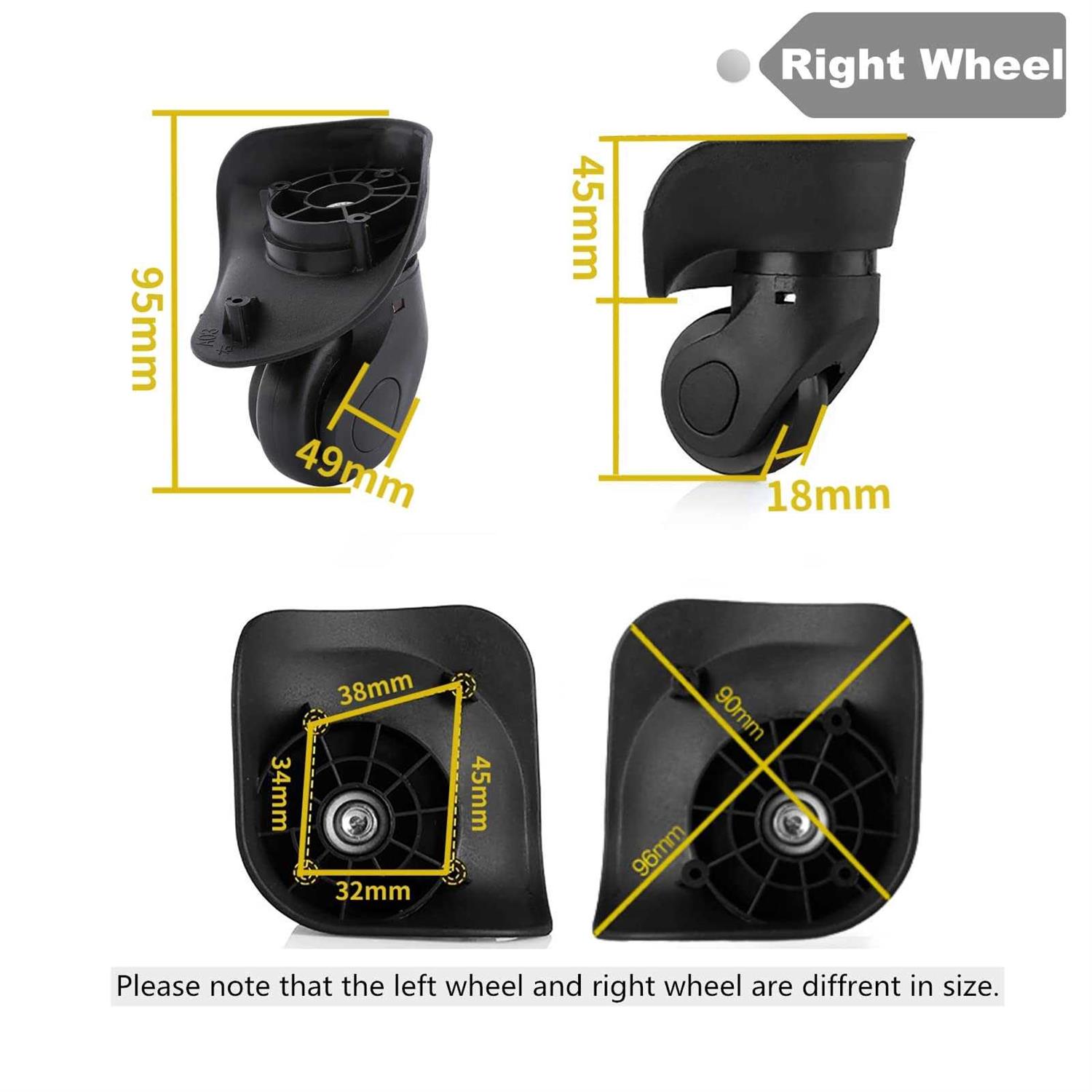 Dilwe 1 Pair Luggage Wheels Suitcase Replacement Wheels for Luggage Suitcase Trolley - Image 5