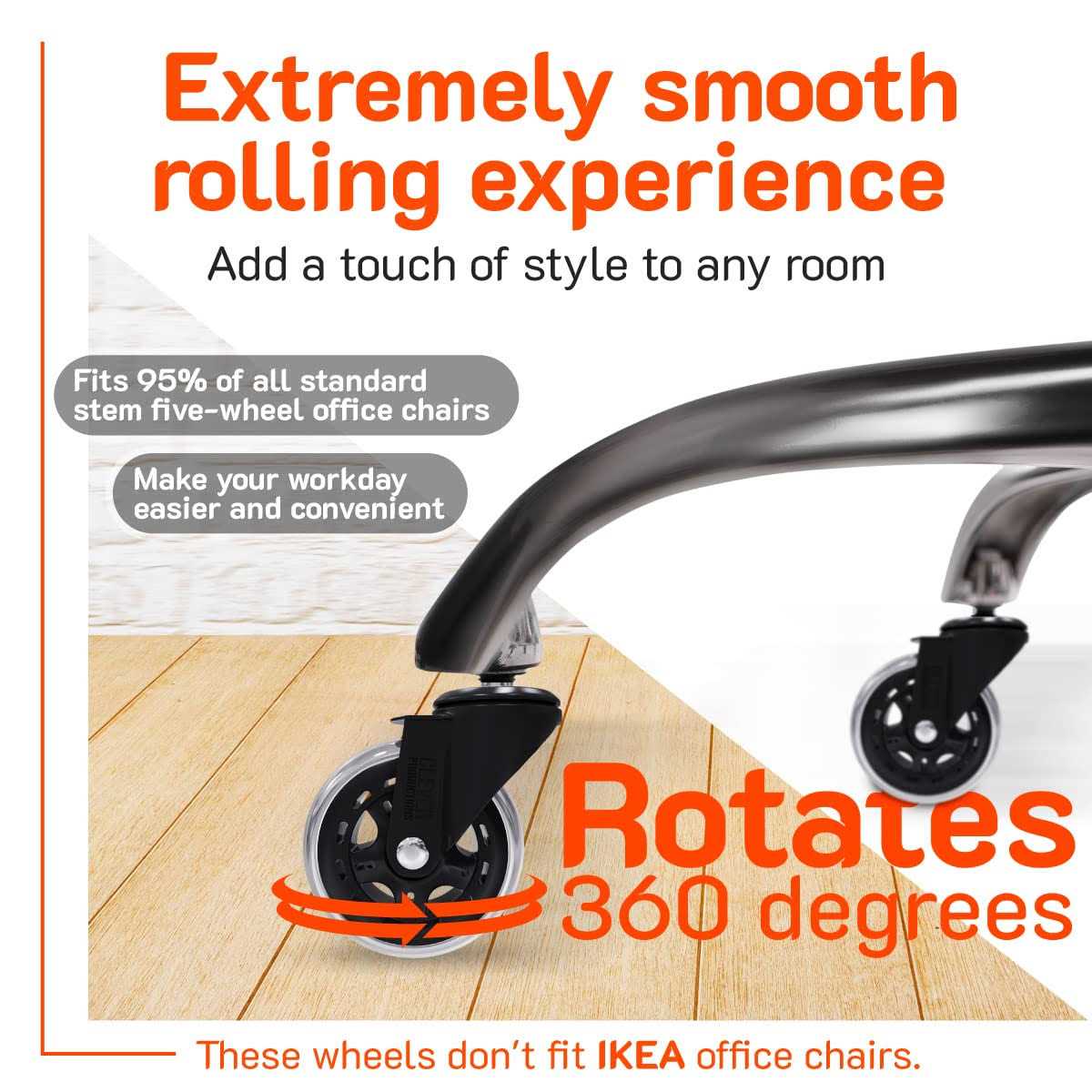 Clever Productions Office Chair Wheels 95% Universal Fit Caster Wheels - Image 4