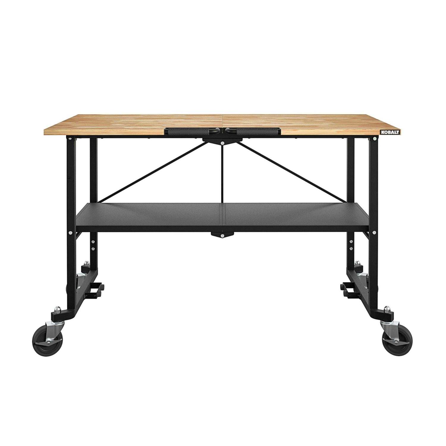 Kobalt 24-in L x 34-in H Rolling Wood Portable Work Bench 66765KWT1E