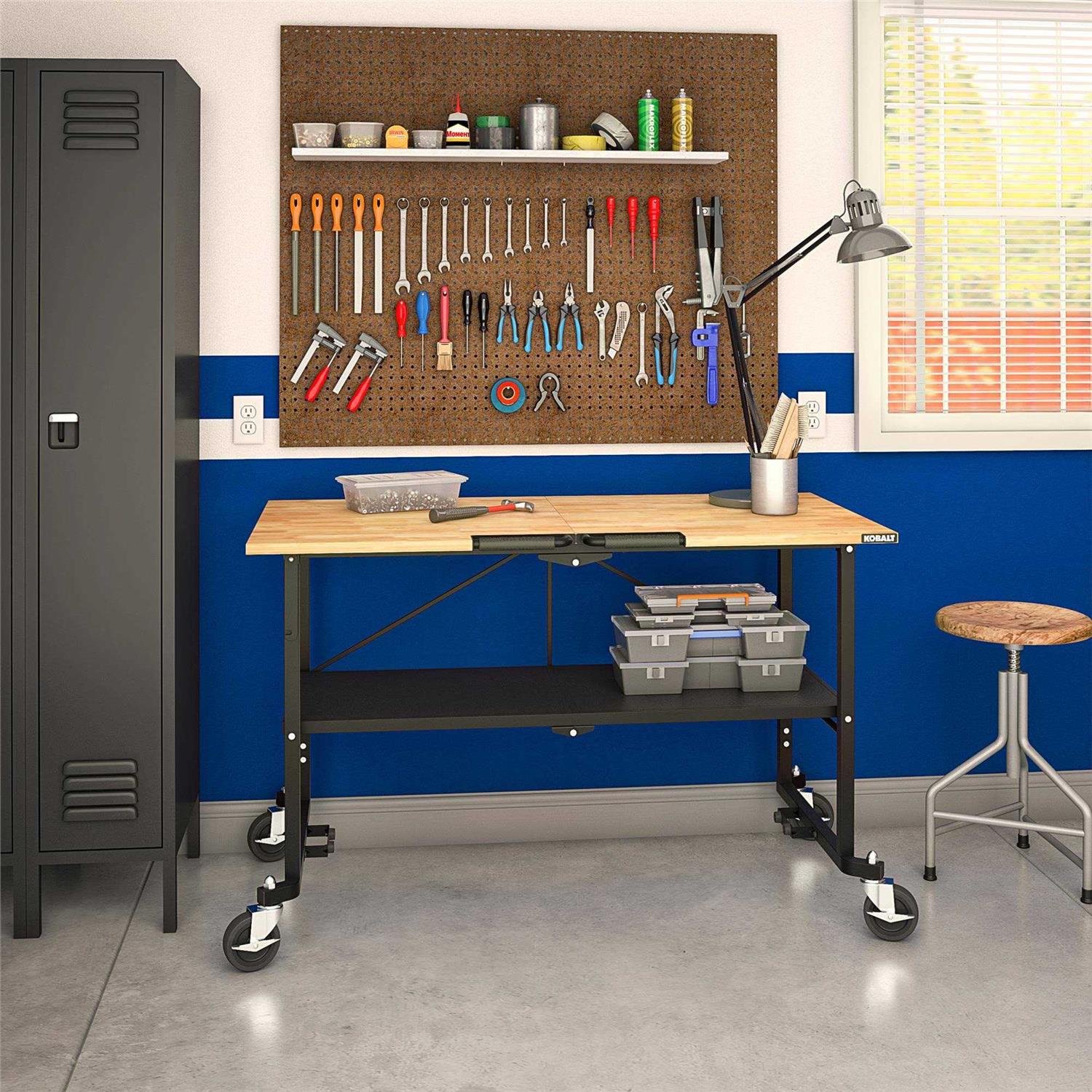 Kobalt 24-in L x 34-in H Rolling Wood Portable Work Bench 66765KWT1E - Image 2