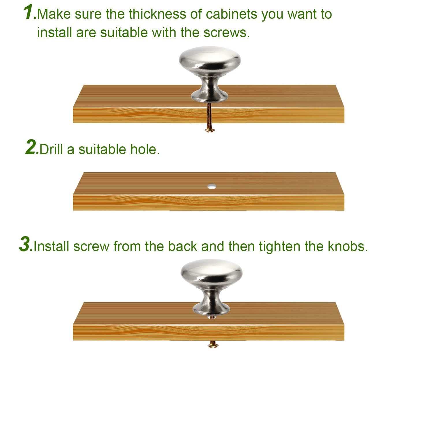 POZEAN 30 Pack Cabinet Knobs Brushed Nickel Silver with Screws for Dresser Drawer Cabinet Cupboard - Image 4