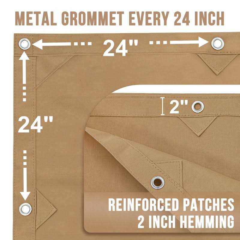 Cartman Finished Size Tan Canvas Tarp with Rustproof Grommets - Image 5