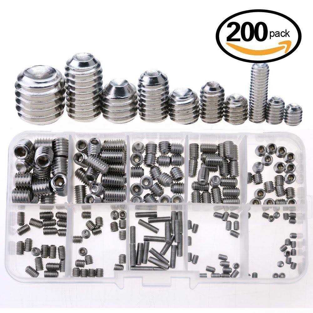 Glarks 200-Piece M3 4 5 6 8 Hex Allen Head Socket Set Screw Assortment Kit - Image 5