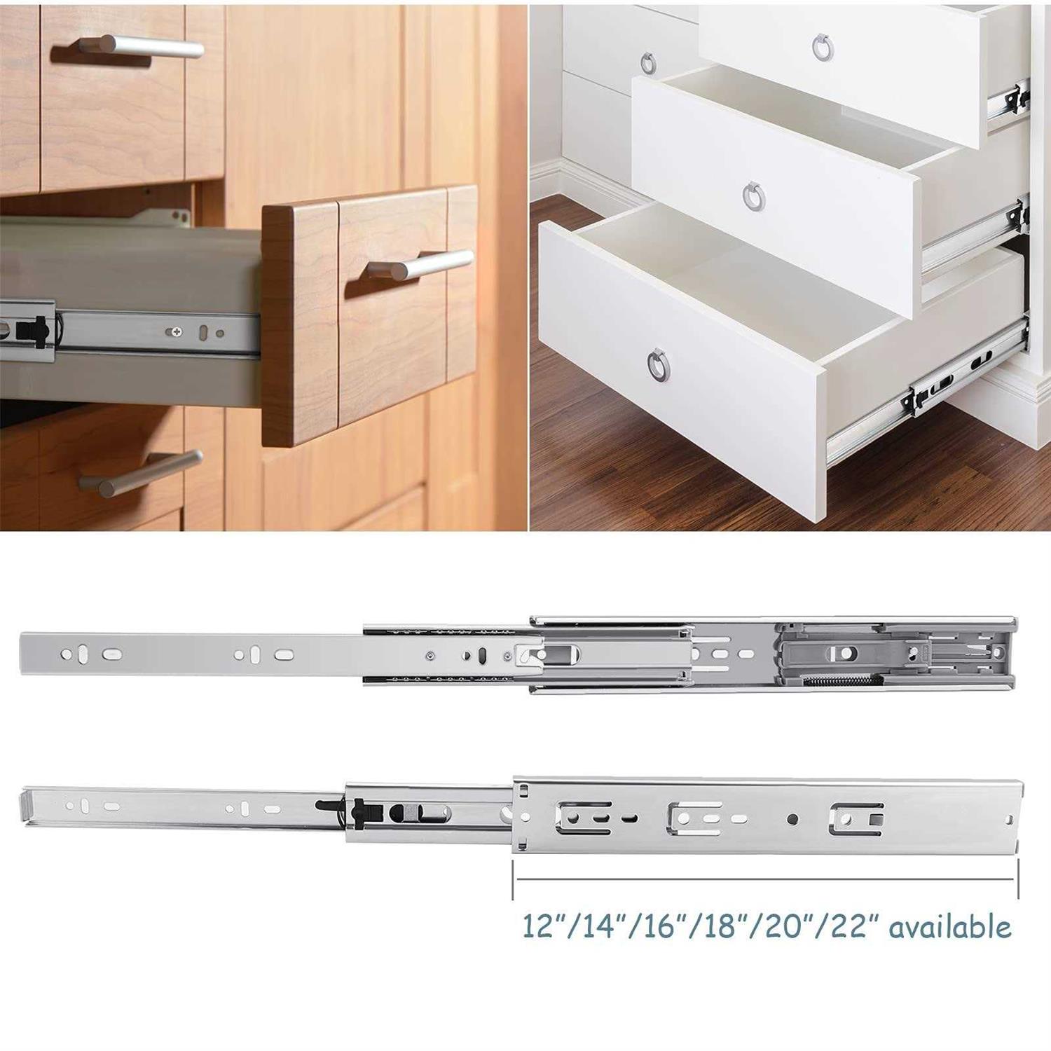 Gobrico Drawer Slides Hardware 100 lb. Hydraulic Soft Close Full Extension Ball Bearing Runners 3Folds - Image 5