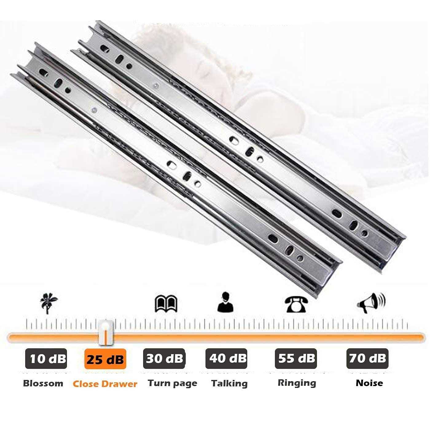 Gobrico Drawer Slides Hardware 100 lb. Hydraulic Soft Close Full Extension Ball Bearing Runners 3Folds - Image 3