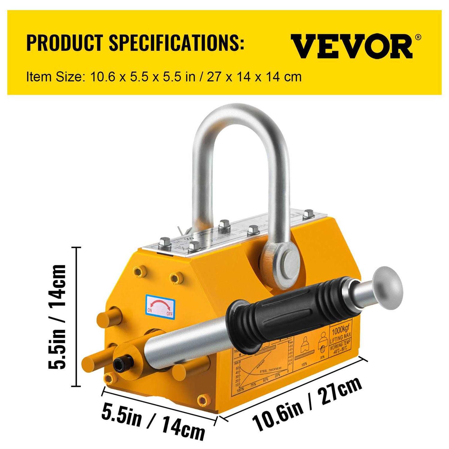 VEVOR Top 1000kg Steel Lifting Magnet Heavy Duty 2200lb Magnetic Lifter Hoist Crane - Image 5