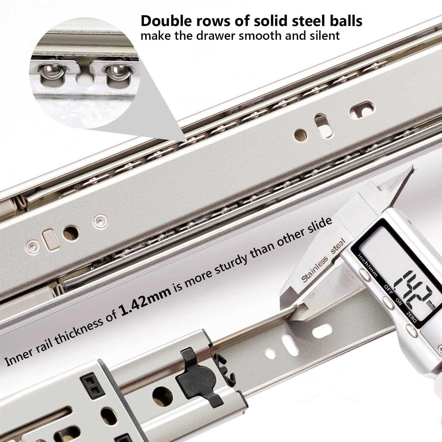 Drawer Slides Plusmart Soft Close Drawer Slide Glides Ball Bearing Full Extension Cabinet Slides - Image 5