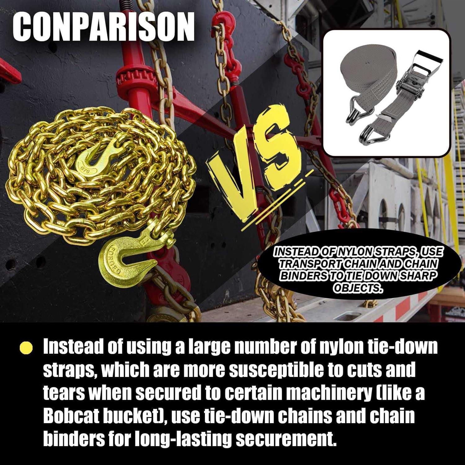 FITHOIST G80 Transport Binder Chain Tow Chain with Clevis Grab Hooks - Image 3