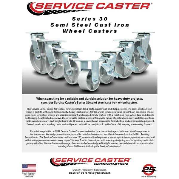 Service Caster Semi Steel Wheel Swivel Caster w - Image 4