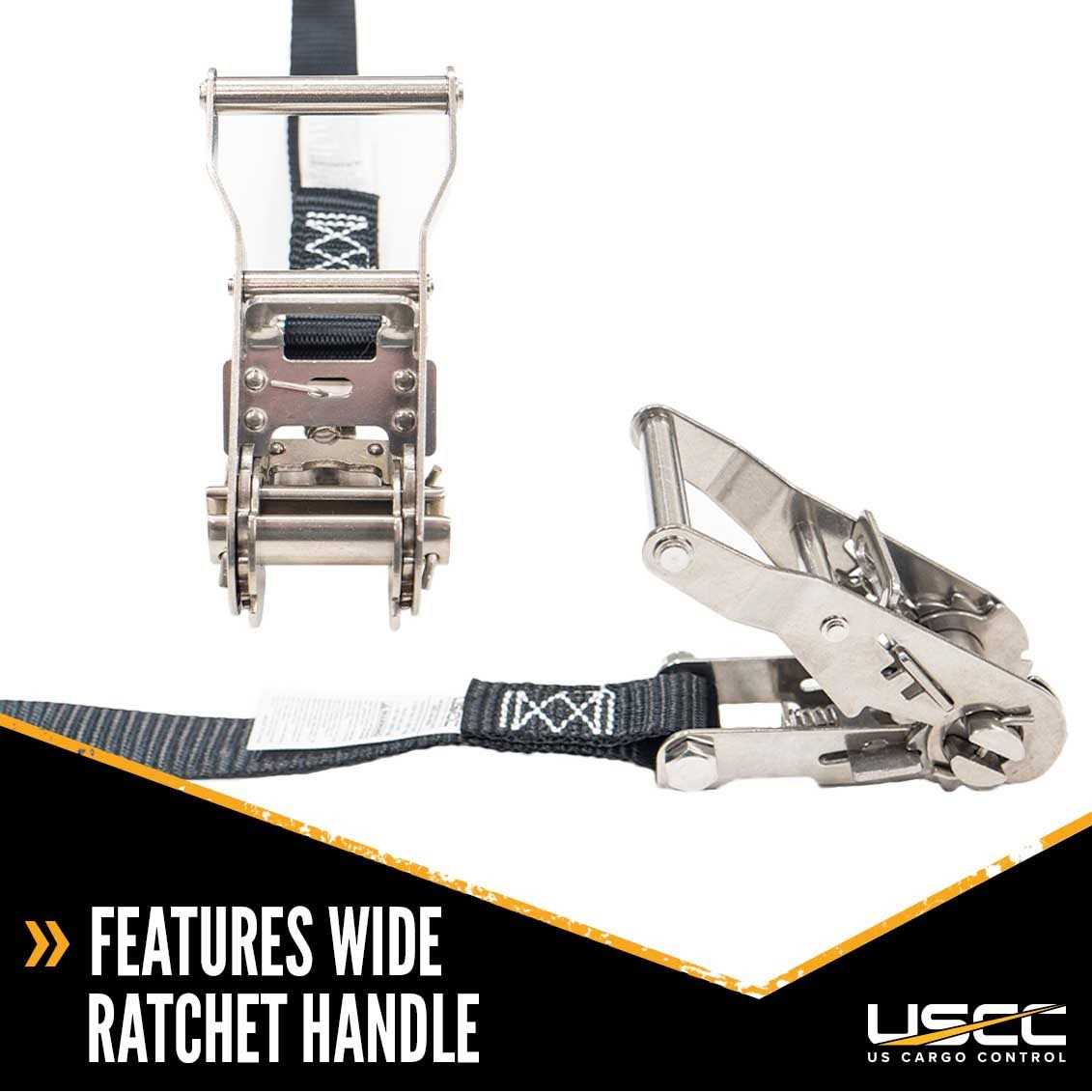 Us Cargo Control 1 inch x 15' Black Stainless Steel Endless Ratchet Strap - Image 3