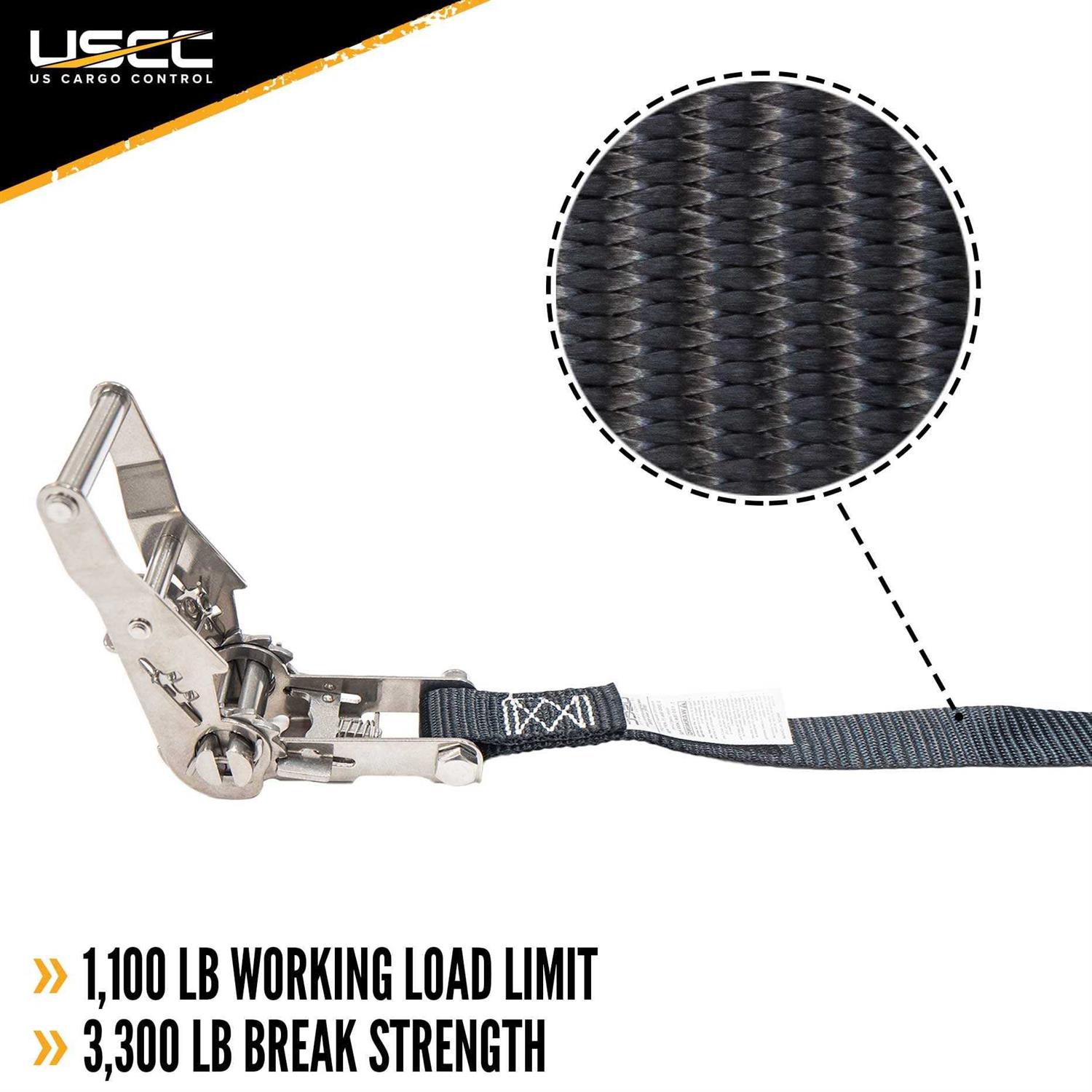 Us Cargo Control 1 inch x 15' Black Stainless Steel Endless Ratchet Strap - Image 4
