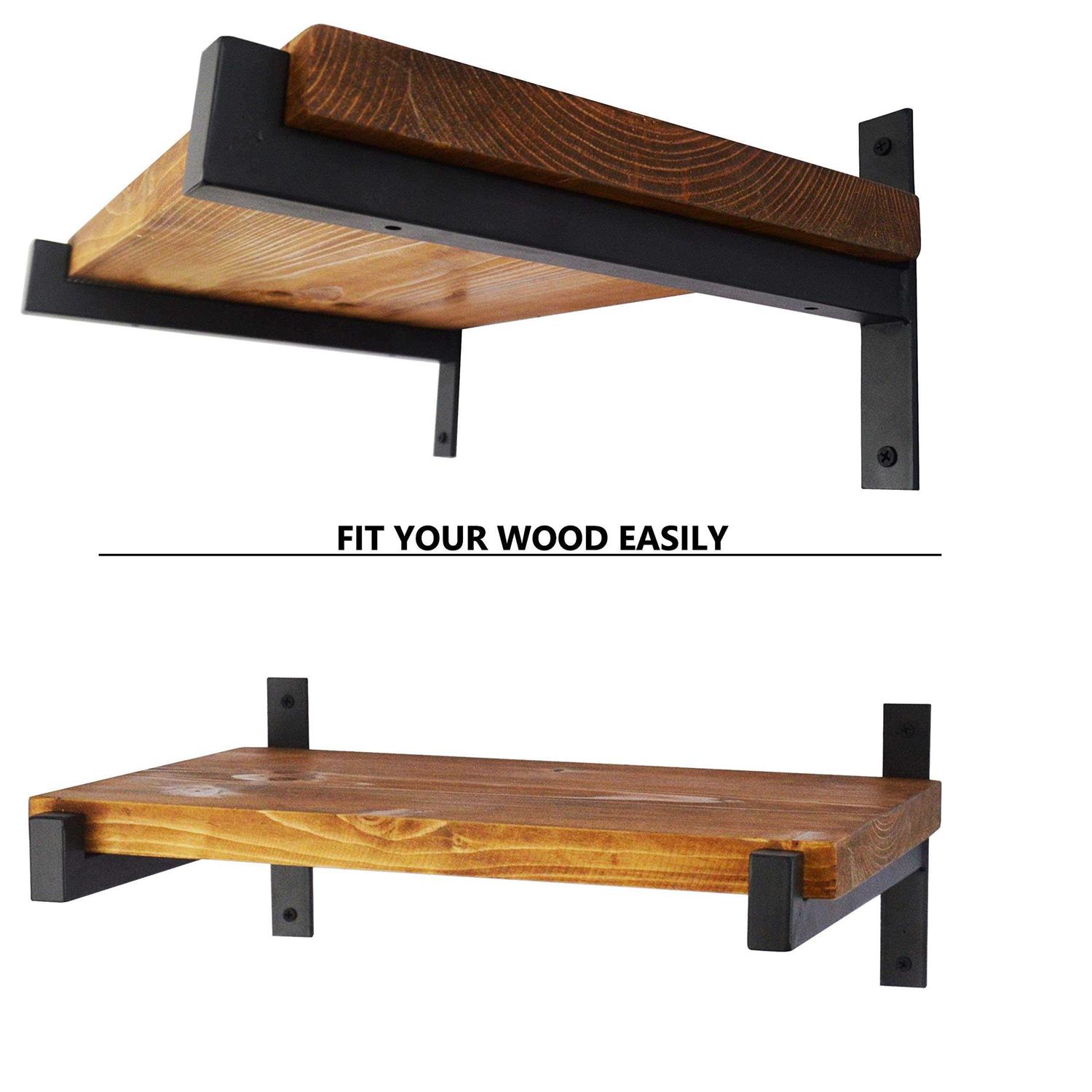 EZYDECOR 6 Pcs Heavy Duty Shelf Brackets Wall Mounted Industrial Metal Shelving Supports with Lip - Image 3