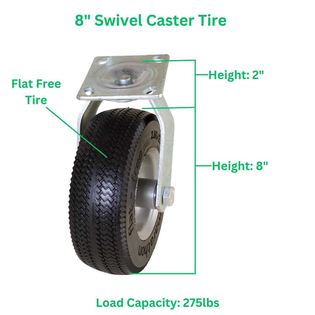 Marathon 8 Swivel Caster with Flat Free Tire 00316 - Image 2