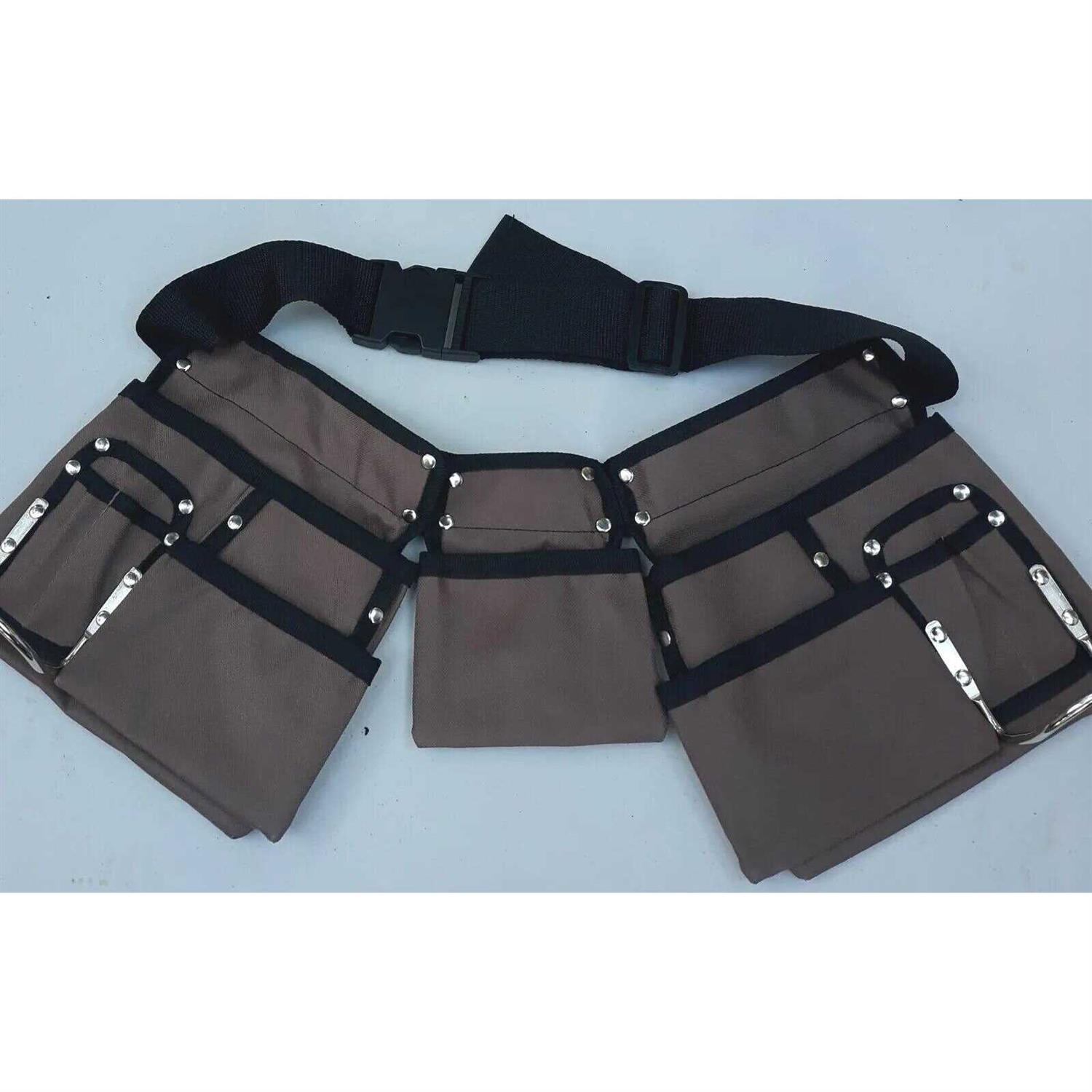 11 Pocket Brown and Black Heavy Duty Construction Tool Belt Work Apron - Image 4