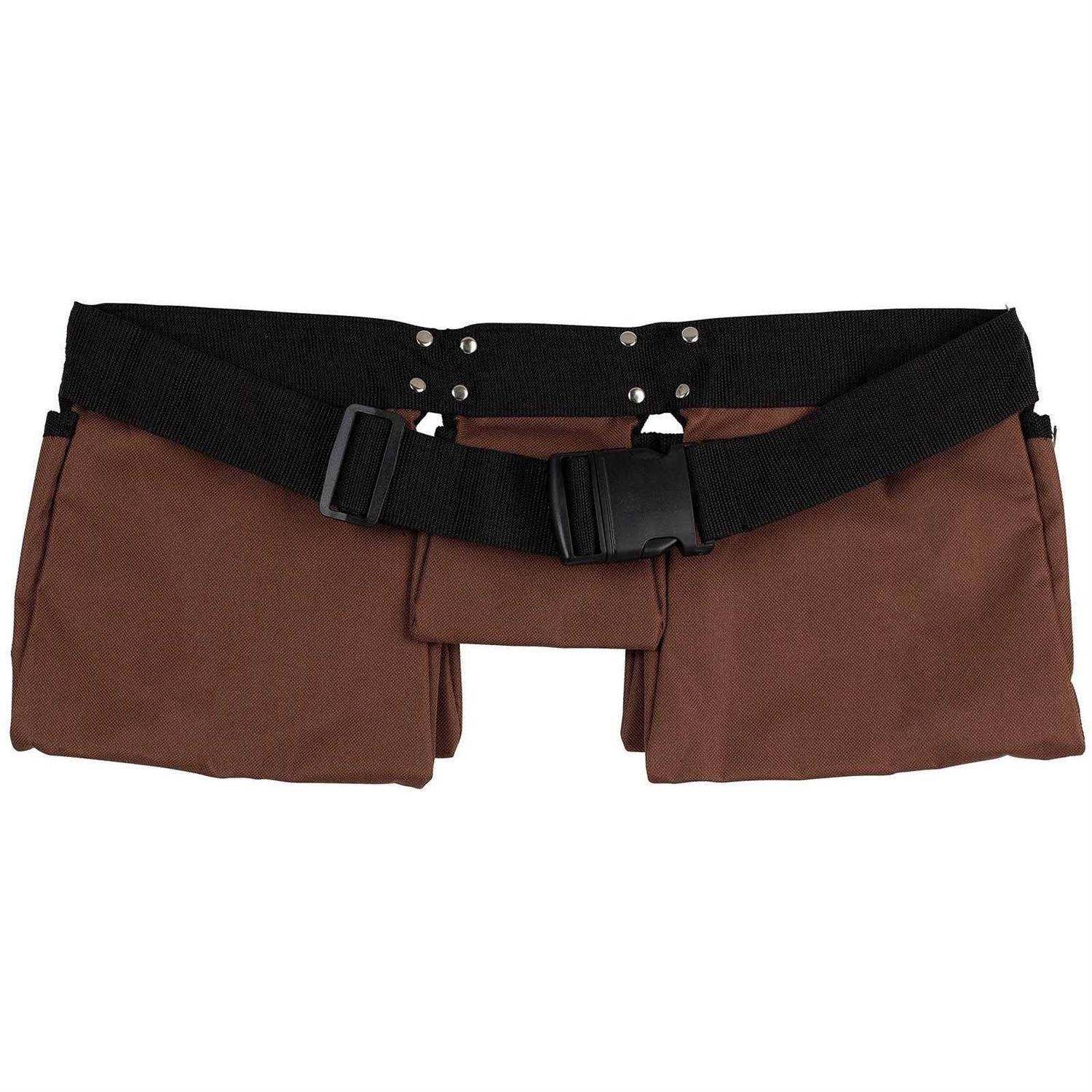 11 Pocket Brown and Black Heavy Duty Construction Tool Belt Work Apron - Image 5