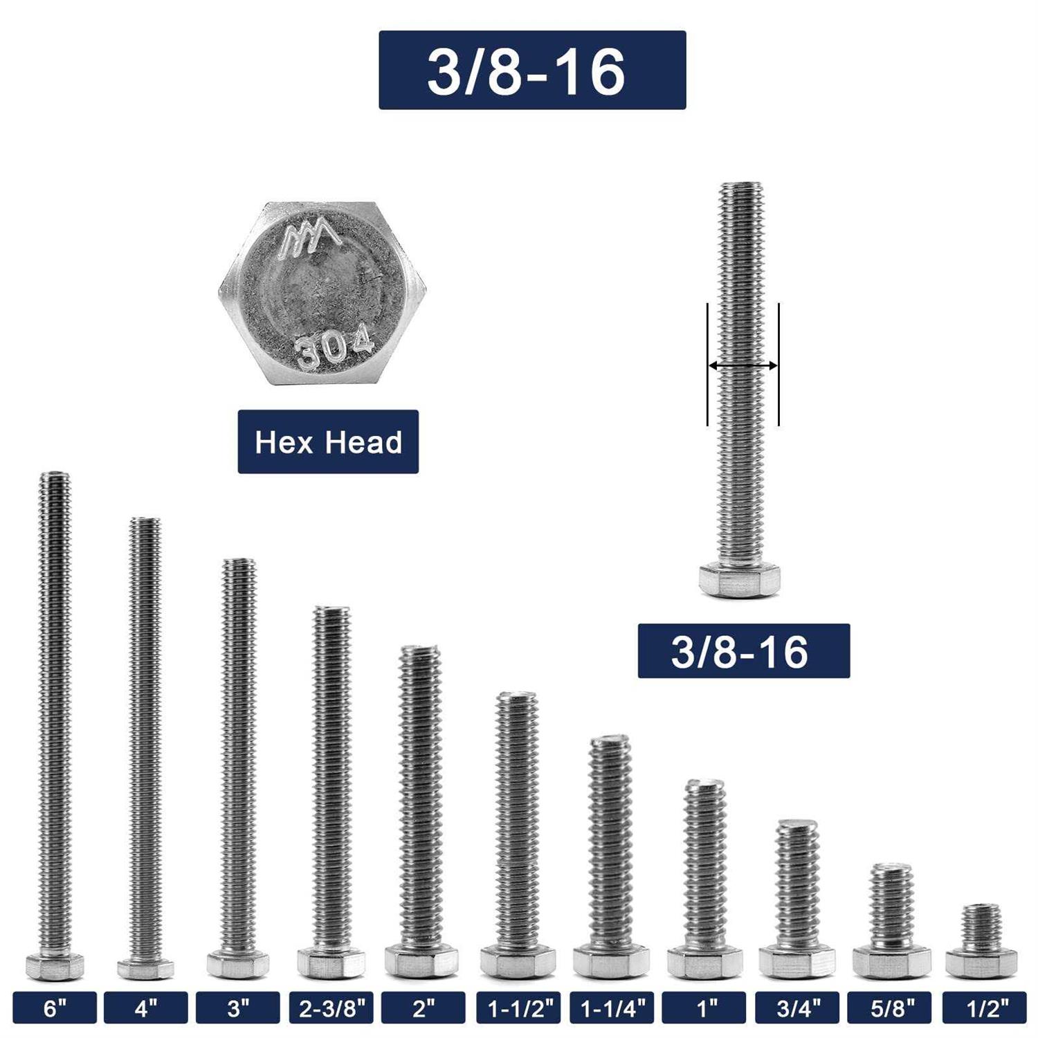 SG TZH Hex Head Screw Bolt 20Pcs 18-8 Stainless Steel - Image 4