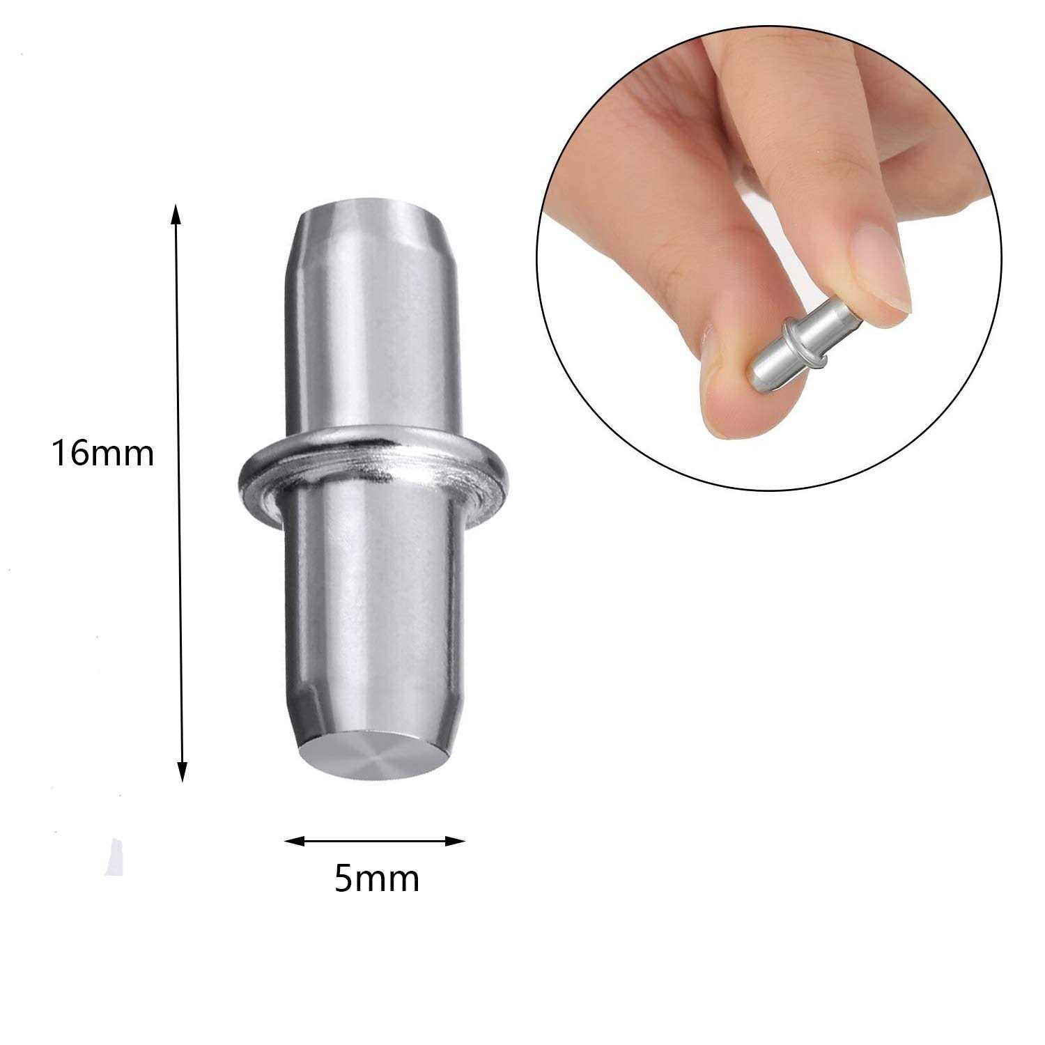 Delatanus 50 Pieces Shelf Pegs 5mm Cabinet Furniture Shelf Support Pegs Nickel Plated - Image 3