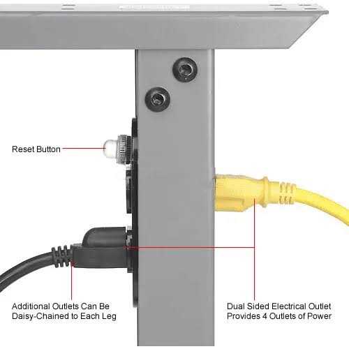 Global Industrial 36 Adjustable Height Workbench C-Channel Leg - Image 2