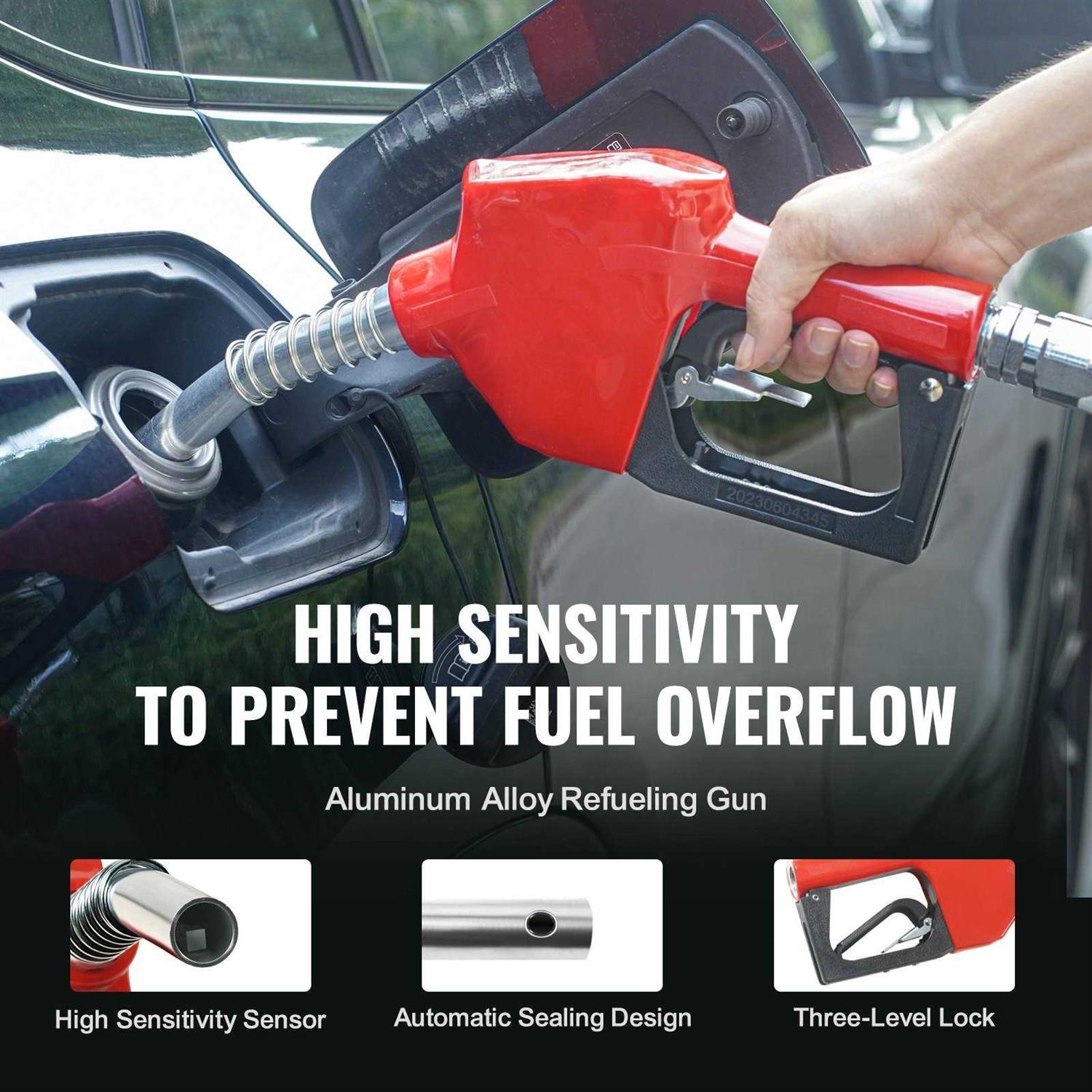 VEVOR Fuel Hose Reel 1 x 50' Extra Long Retractable Diesel Hose Reel Heavy-Duty Carbon Steel Construction with Automatic Fuel Nozzle Nbr Rubber - Image 5