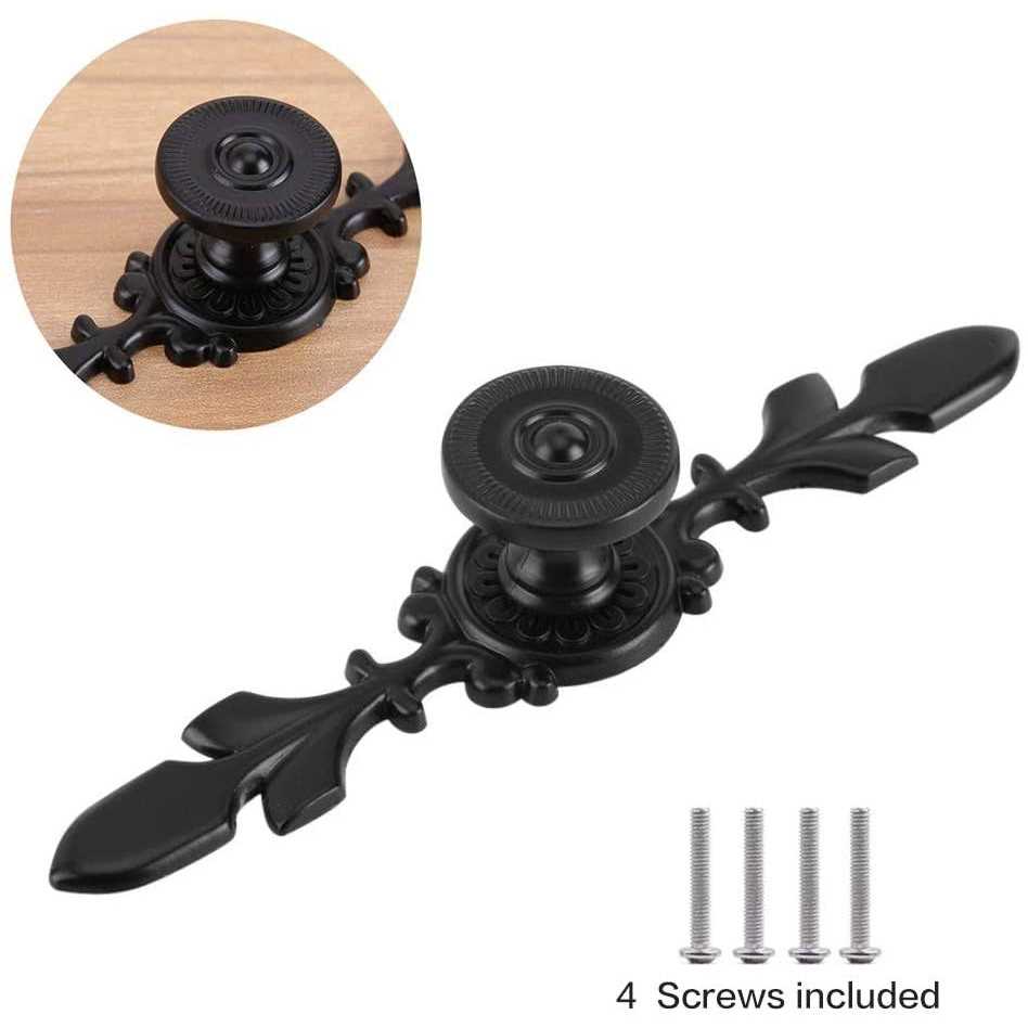 Fdit Pack of 4 Vintage Style Pull Handle Door Knob Back Plate for Home Furniture Drawer Cabinet Dresser Closet Wardrobe Cupboard with Screw - Image 4