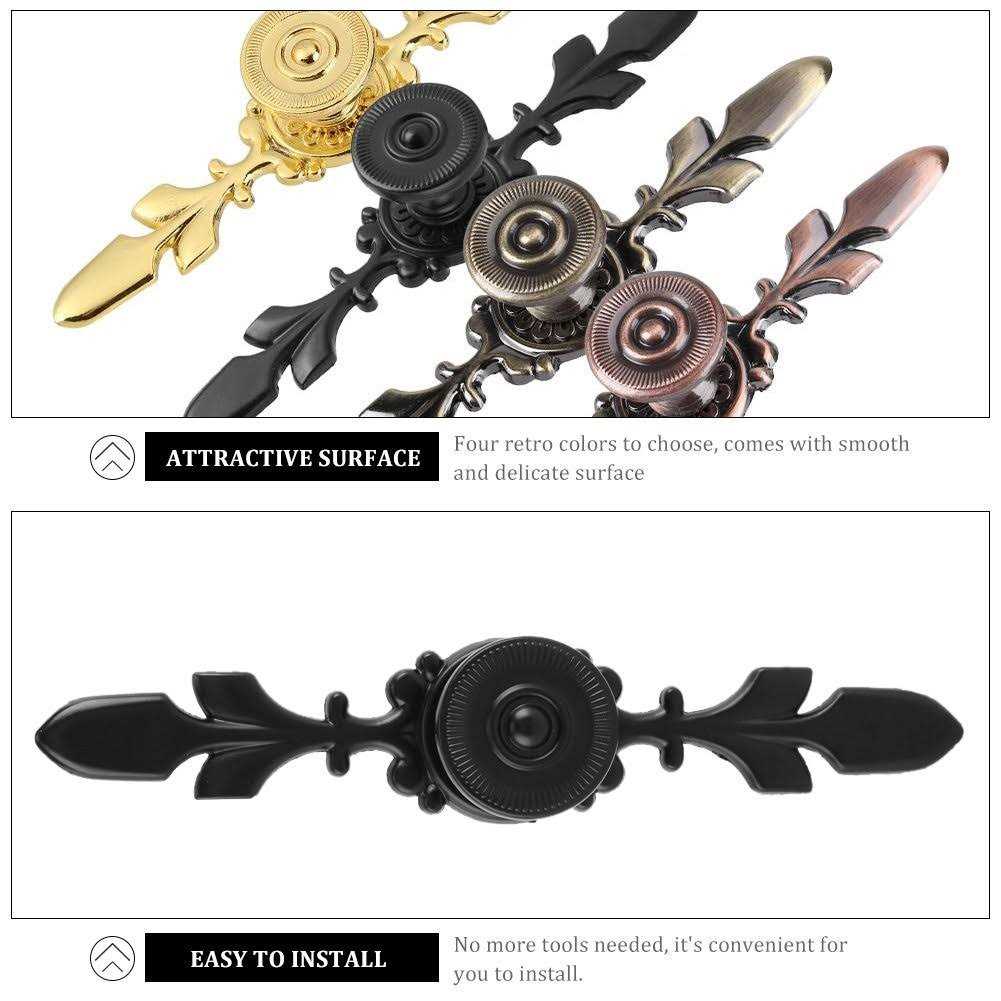 Fdit Pack of 4 Vintage Style Pull Handle Door Knob Back Plate for Home Furniture Drawer Cabinet Dresser Closet Wardrobe Cupboard with Screw - Image 5