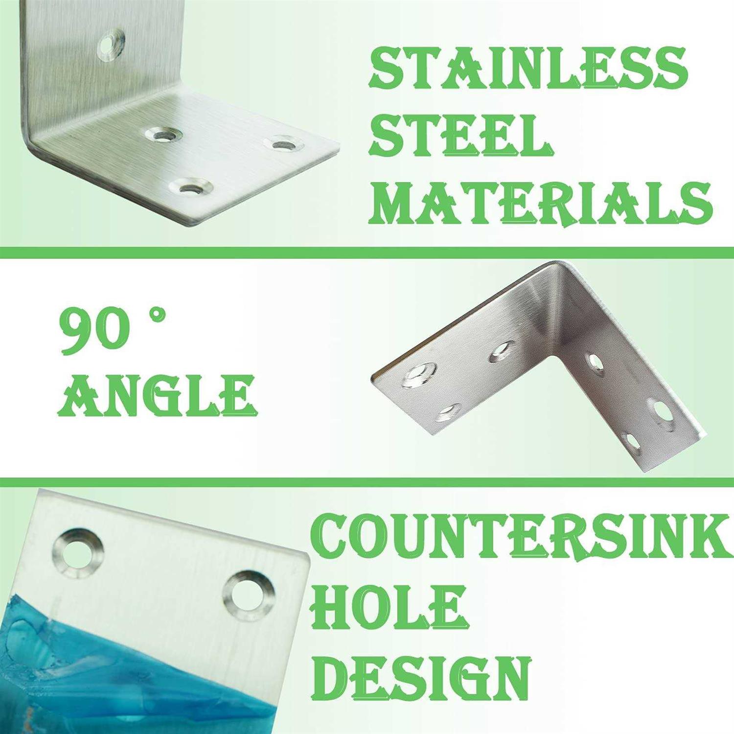 REDOVANT 20pcs stainless steel angle bracket 2x2x2 Heavy Duty L Brackets for Wood - Image 4