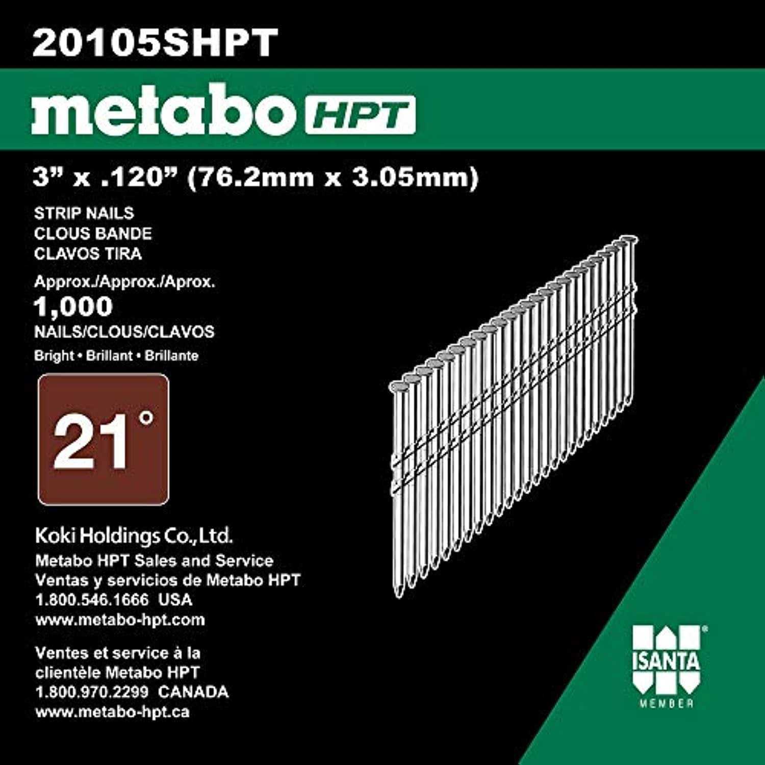 Metabo HPT 3 in. 21 deg Plastic Strip Bright Framing Nails 20105SHPT - Image 3
