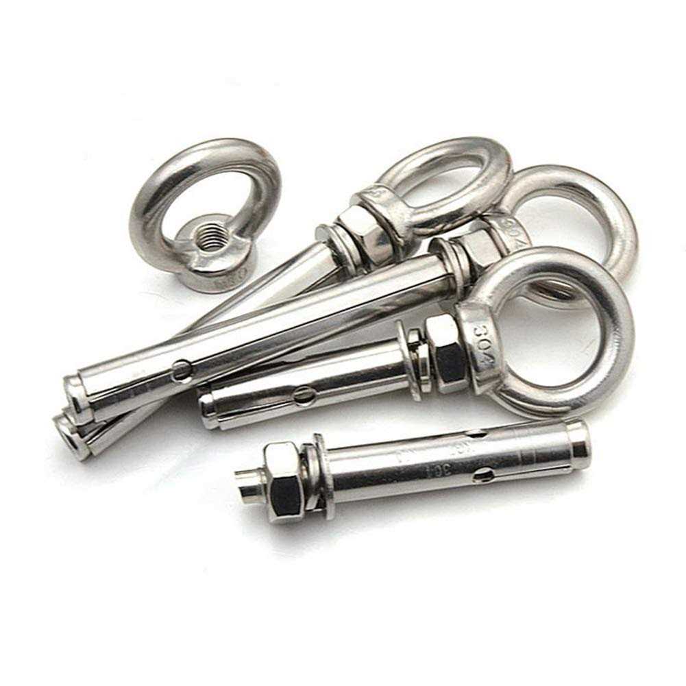 Preamer 5-Pack Eyebolt Bolt Stainless Steel Wall Concrete Brick Anchor Expansion Bolts Ring Screw Eyes - Image 3