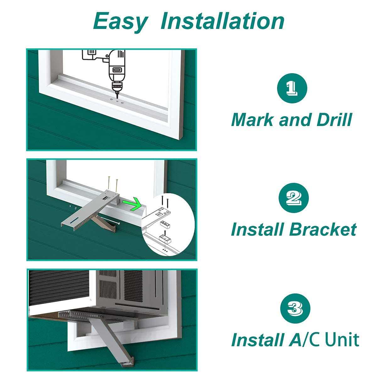 Daisypower Window Ac Bracket,Window Air Conditioner Support Bracket Light Duty,sturdy Structure Ac Unit Bracket,up to 85lbs - Image 3