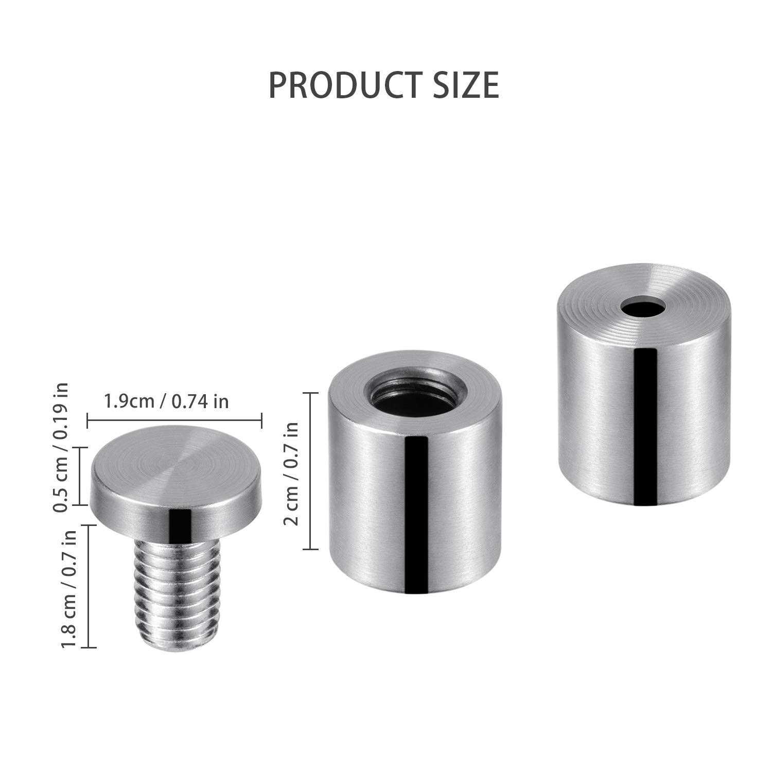 Favide 48 Packs Sign Standoff Screws Advertising Screws Stainless Steel Wall Standoff Mounts Glass Acrylic Nail for Glass Artwork and Sign Displays - Image 4