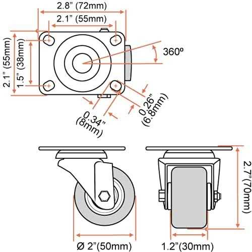 Factorduty Heavy Duty Polyurethane Caster Wheels Locking Brake Double Ball Bearing Industrial Grade Solid Low Profile Smooth and - Image 4