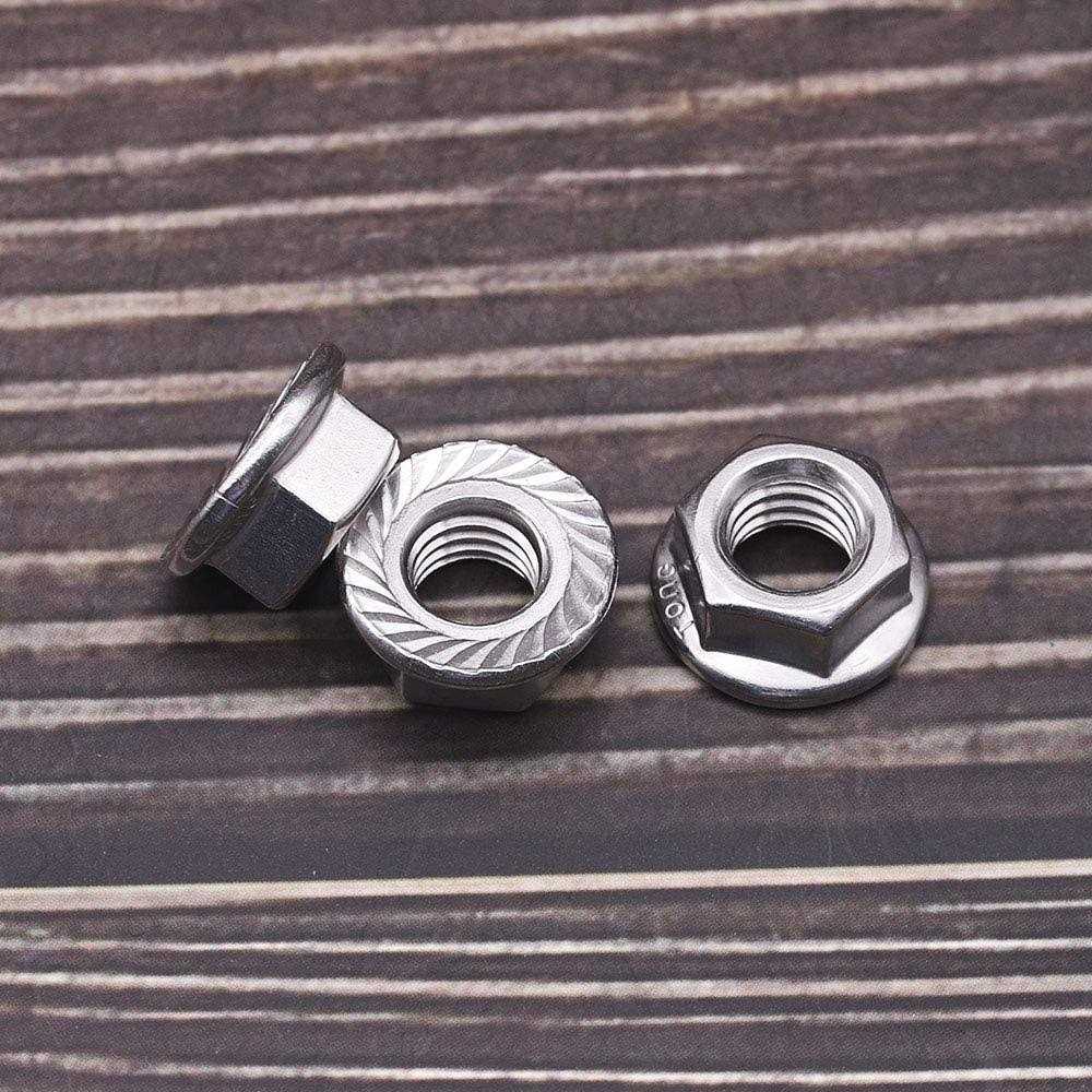EASTLO Serrated Flange Hex Lock Nuts 304 Stainless Steel 18-8 Hexagon Nuts - Image 3