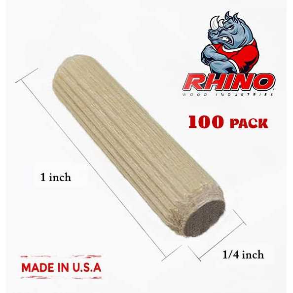 Rhino Wood Industries 100 Pack Wooden Dowel Pins Wood Kiln Dried Fluted and Beveled - Image 4