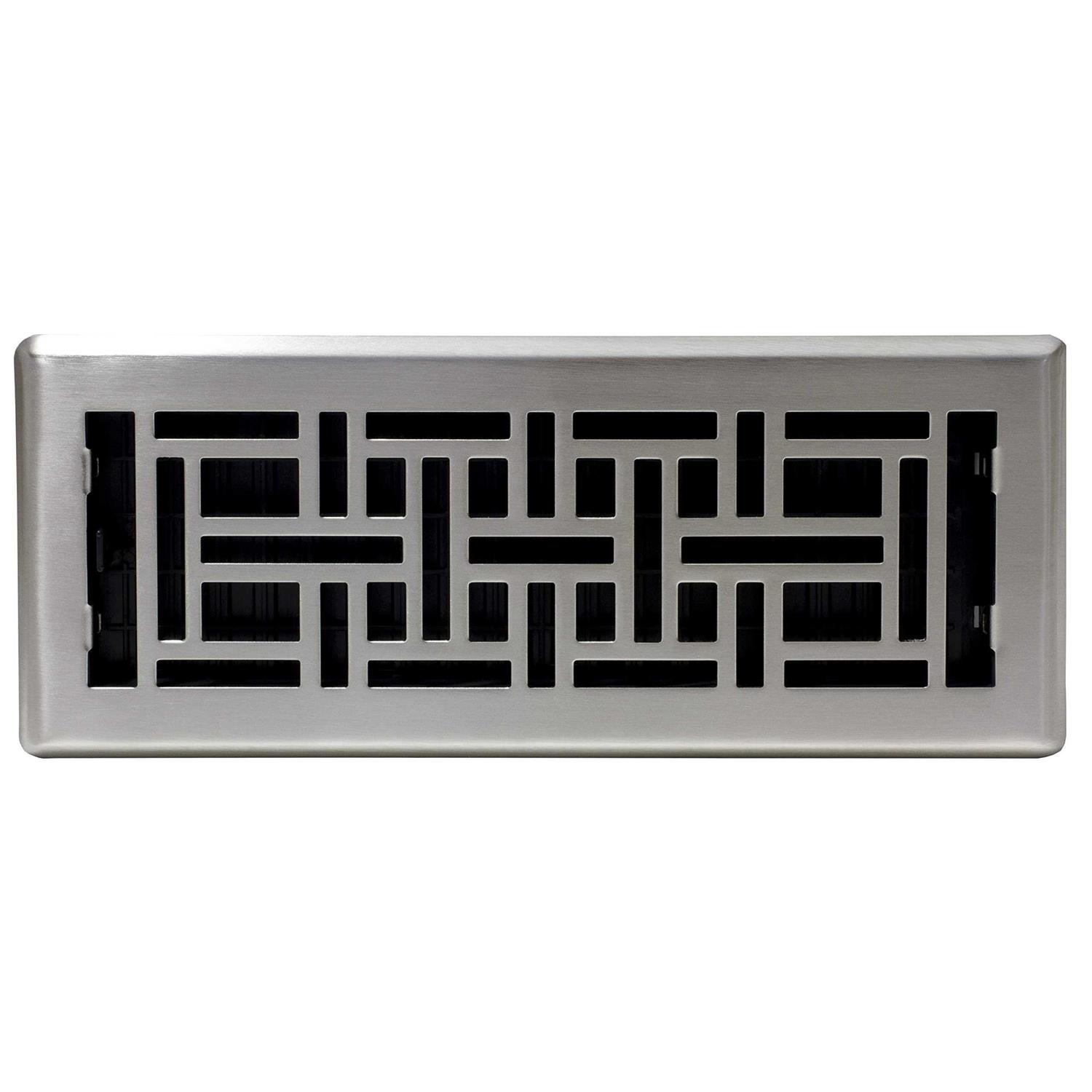 Decor Grates 4 inch x 12 inch Oriental Steel Plated Nickel Floor Register - Image 4