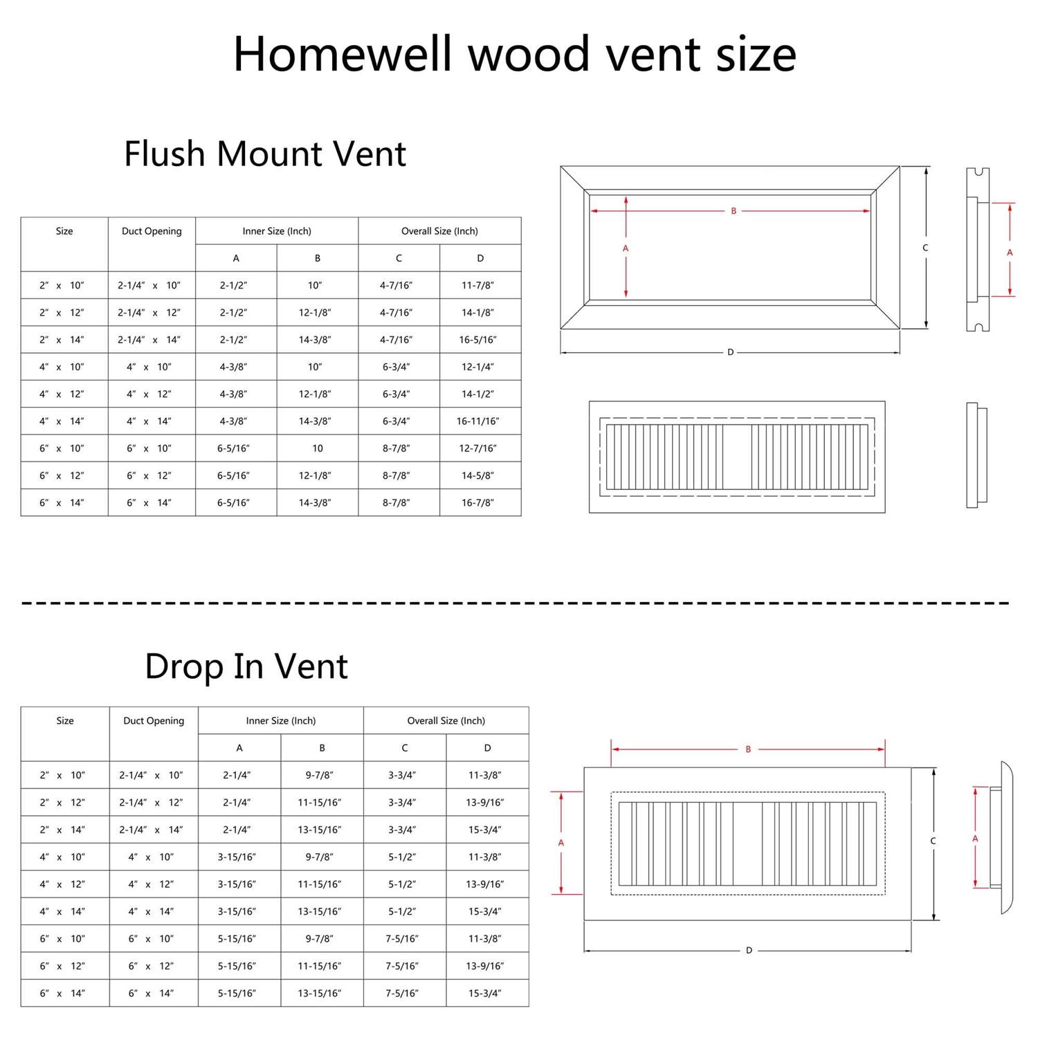 Homewell Oak Wood Floor Register Flush Mount Vent - Image 4