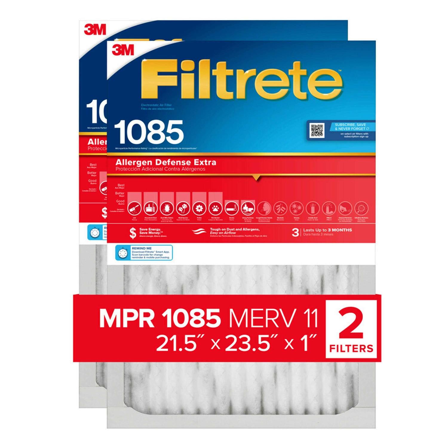 Filtrete 1-in 11 MERV 1085 MPR Allergen Defense Extra Electrostatic Pleated Air Filter - Image 3