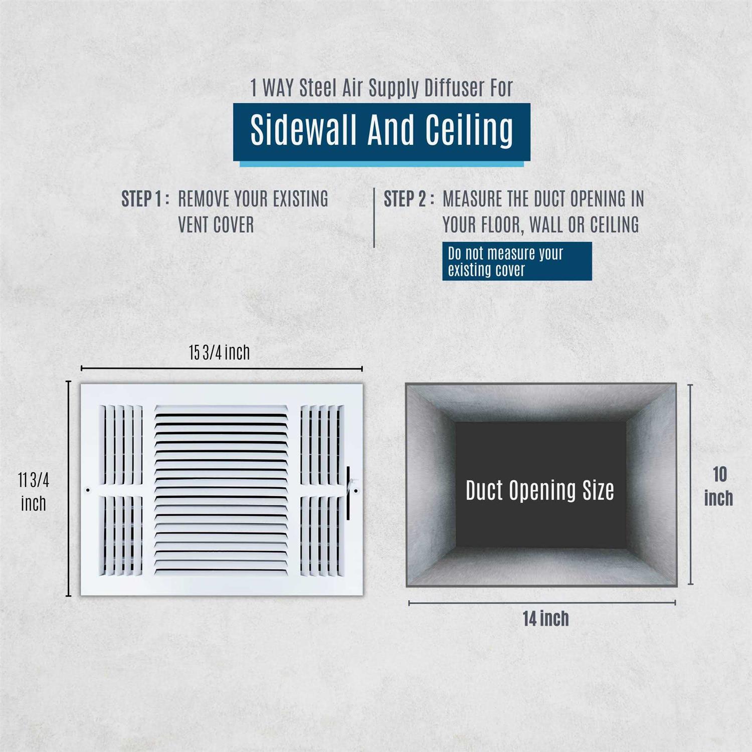 Handua Duct Opening Way Steel Air Supply Diffuser for Sidewall and Ceiling - Image 4