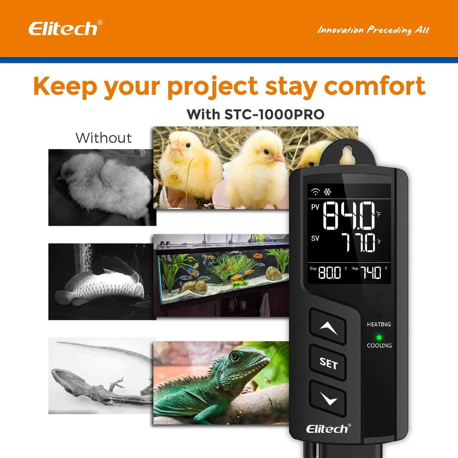 Elitech STC-1000Pro TH Temperature Humidity Controller Thermostat Pre-Wired Outlets 110v 1200W - Image 3