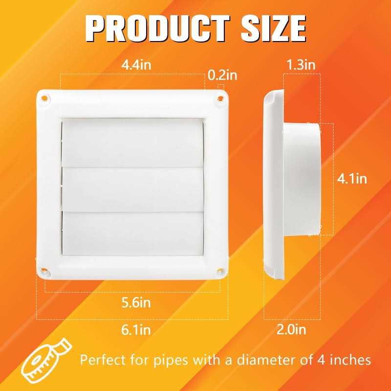Funmit 4 Dryer Vent Cover for Exterior Wall Vent Hood Outlet Airflow Vent Dryer Air Vent with Screen Includes 4 Screw for Easy Installation - Image 4