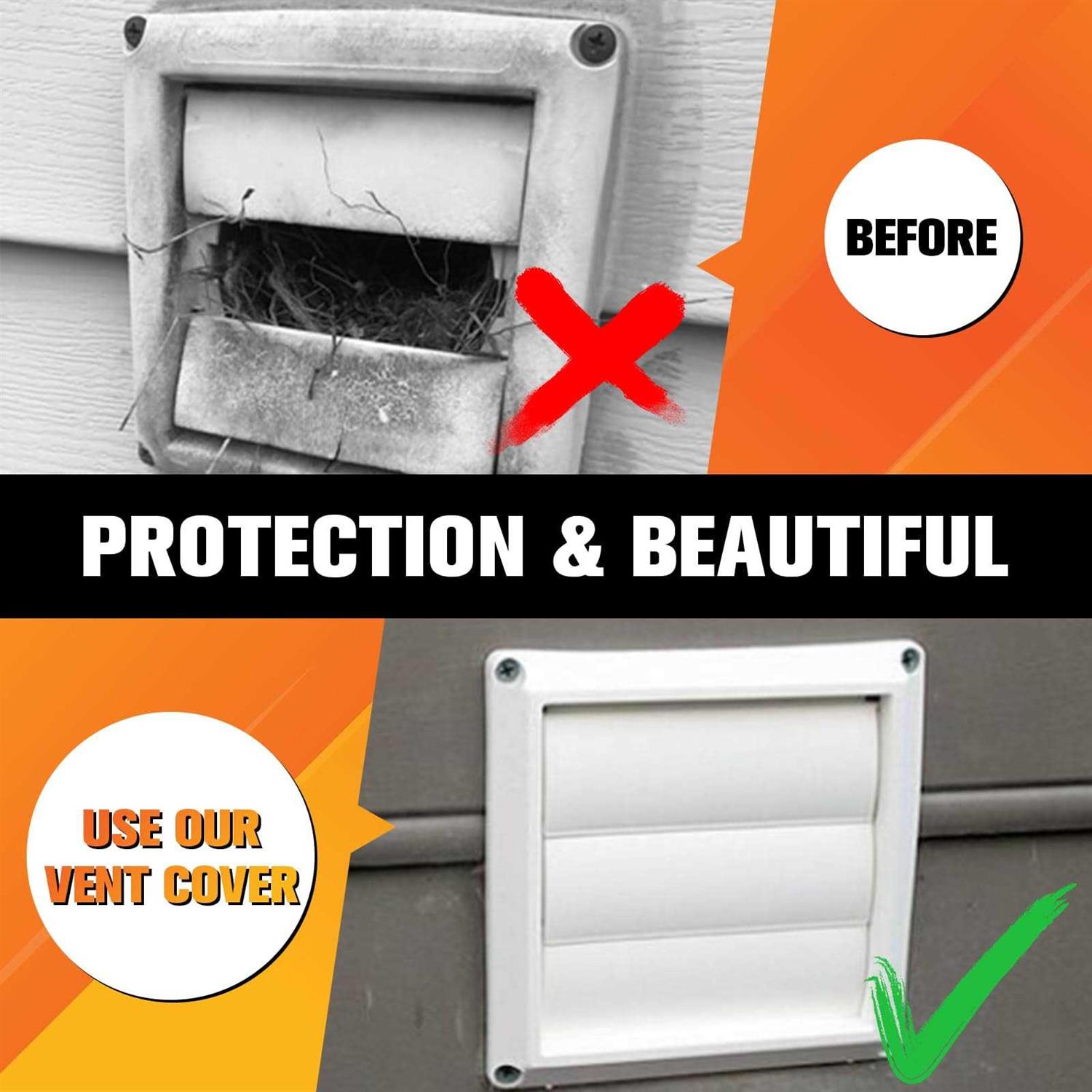 Funmit 4 Dryer Vent Cover for Exterior Wall Vent Hood Outlet Airflow Vent Dryer Air Vent with Screen Includes 4 Screw for Easy Installation - Image 5