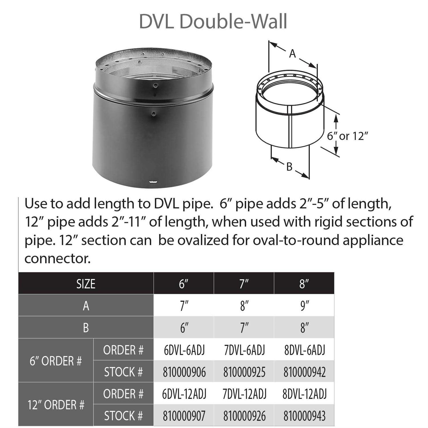 DuraVent 6DVL-12ADJ DVL 12 Double-Wall Adjustable Black Pipe - Image 4
