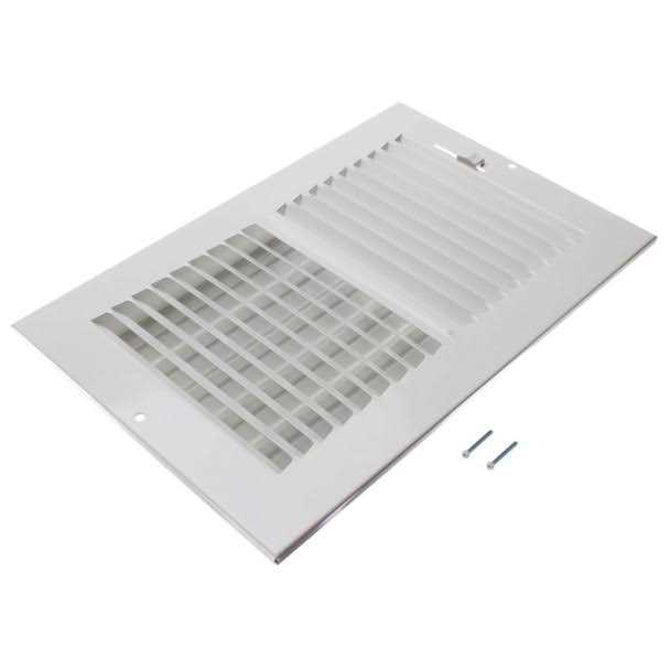Hart & Cooley 043829 10 x 6 White Two-Way Steel Sidewall/Ceiling Register - Image 3