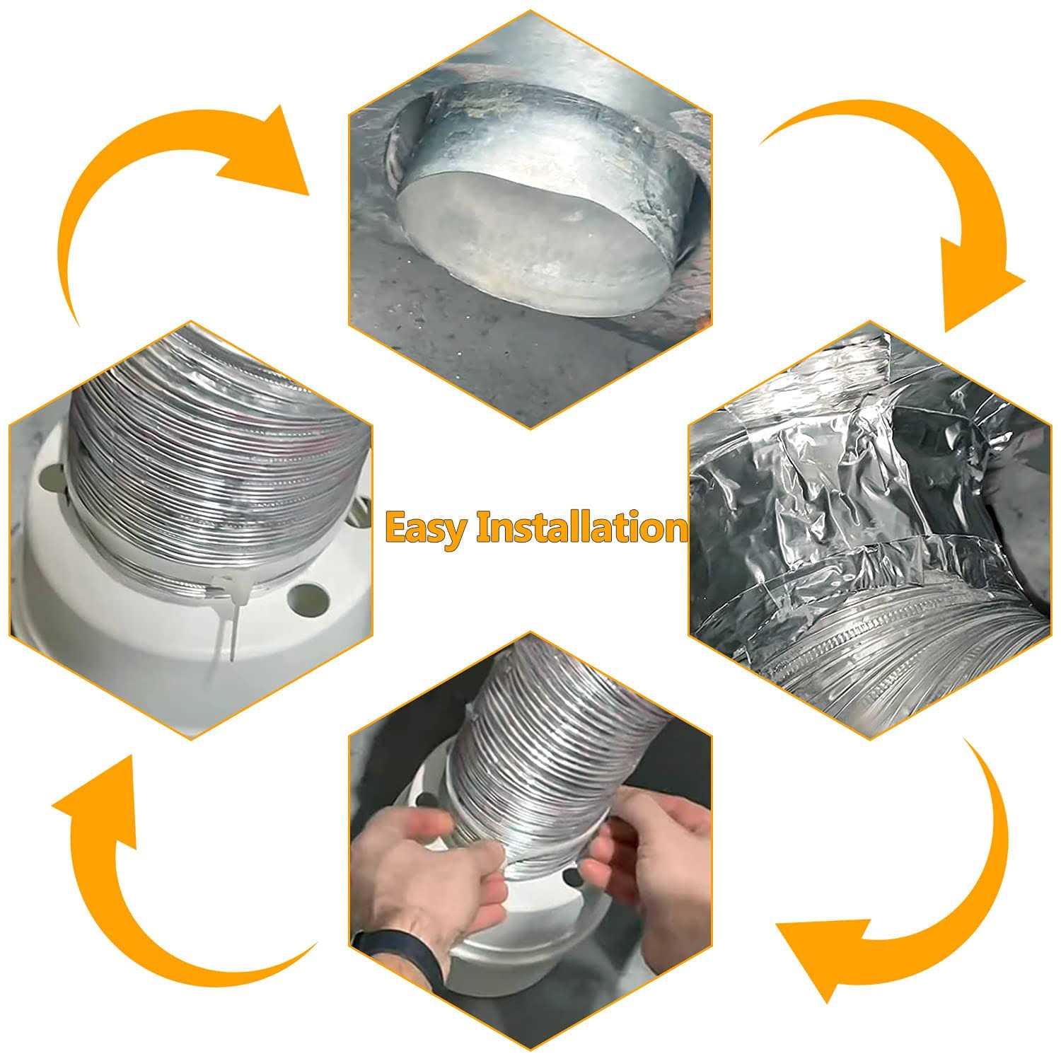 Cenipar Tdidvkzw Dryer Vent Kit 4 Inch Indoor with 5 Feet Ducting Hose - Image 3