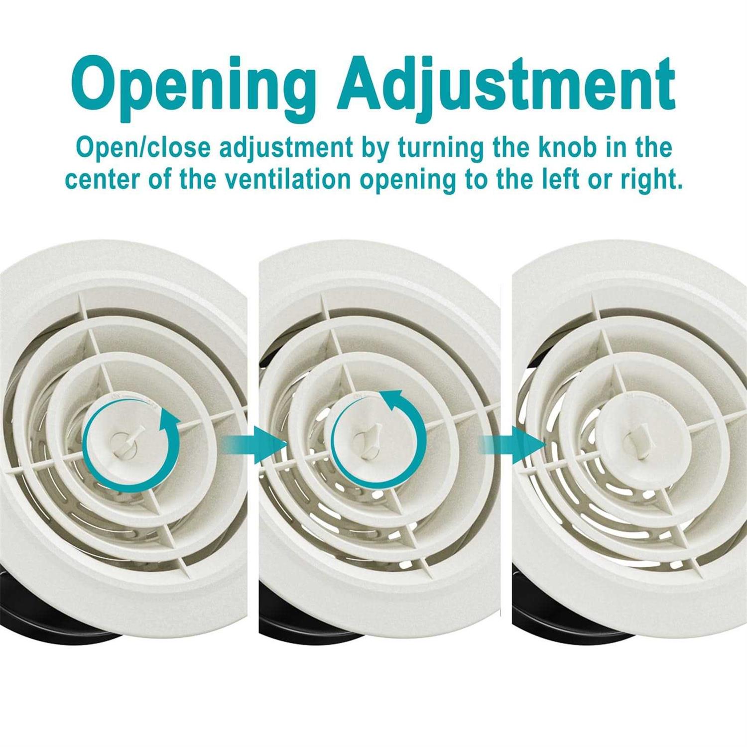 HG Power Round Air Vent ABS Louver White Grille Cover Adjustable Exhaust Vent Fit for Bathroom Office Kitchen Ventilation - Image 5